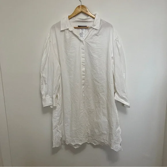 MAX MARA Corinto Linen Blend White Button Down Shirt Dress Size XL - Picture 3 of 6